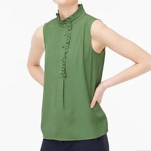 J. Crew Ruffle-Trim Crepe Tank Top in  Faded Moss